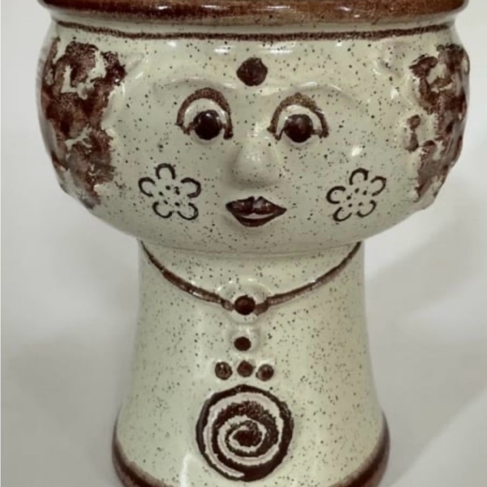 Vintage Face Vase, head vase, by Planter VEB HALDENSLEBEN Woman with Necklace